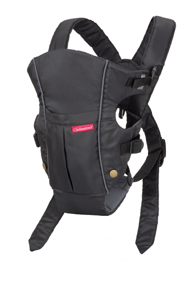 Marsupiu ergonomic pentru bebeluși cu buzunar, Infantino, 2 în 1, Negru, de la 3,6 la 11,3 kg.