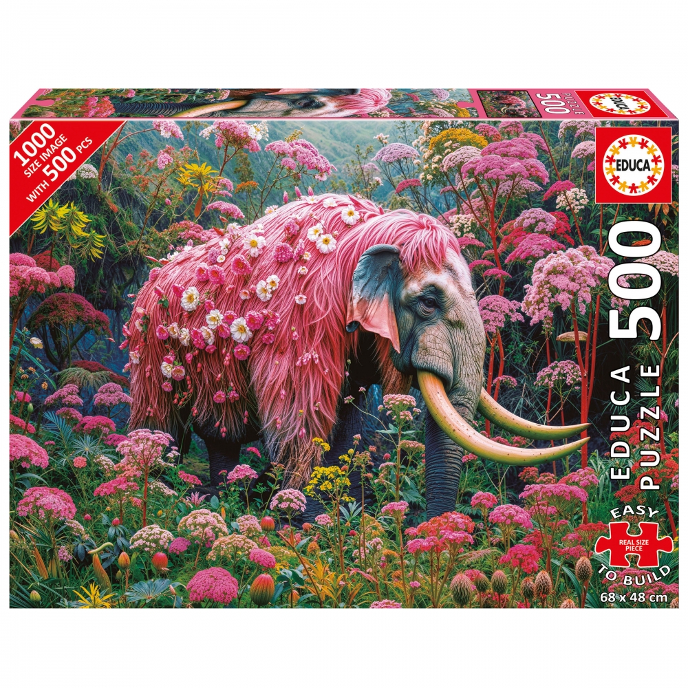 Puzzle, Educa, Elefant cu motive florale, 500 piese