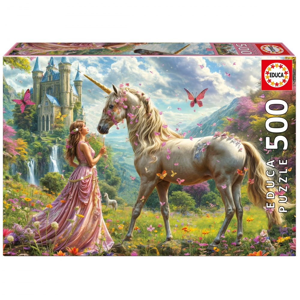Puzzle, Educa, Zane, unicorni si fluturi, 500 piese
