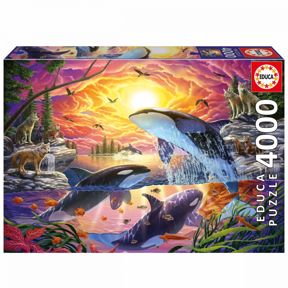 Puzzle, Educa, Killer Whales and Wolves, 4000 piese