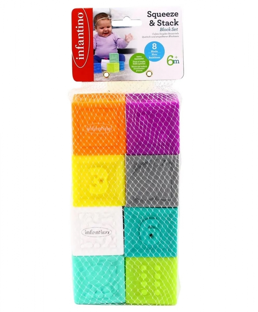 Set de cuburi senzoriale moi, suprapuse, Infantino, 8 bucăți