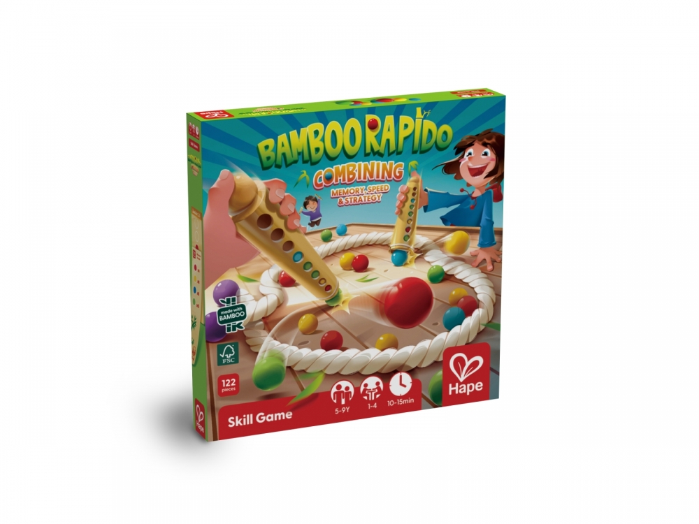 Joc de lemn, Hape, Bamboo Rapido, betisoare de bambus si combinatii de culori