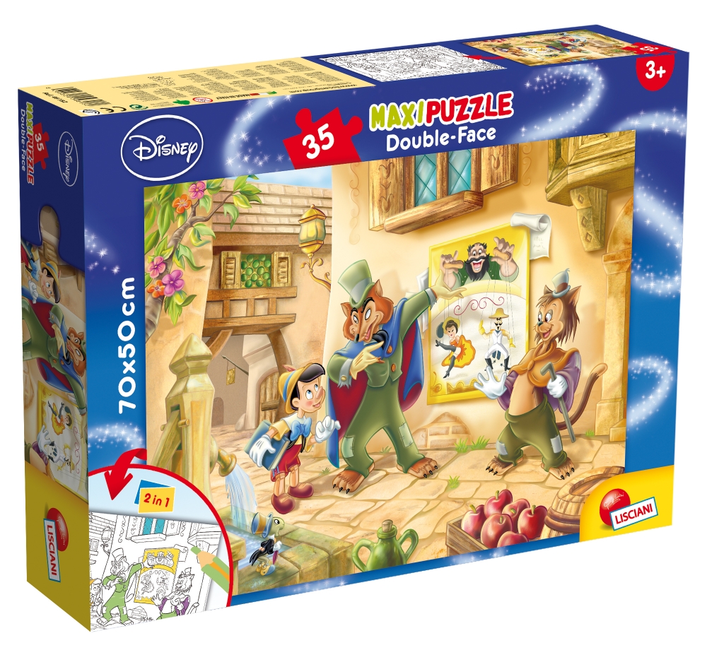 Puzzle, Lisciani, Pinocchio, Puzzle cu două fețe 35 piese