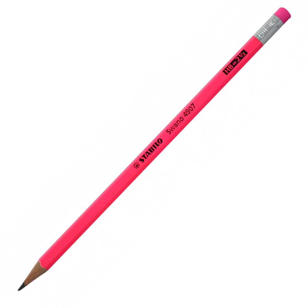Creion grafit, Stabilo, Swano fluo HB cu radiera, Roz