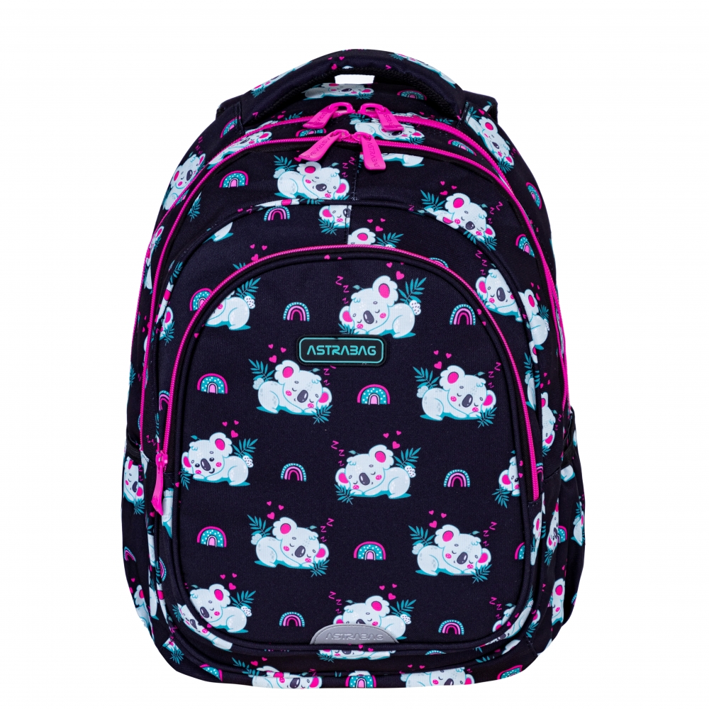 Ghiozdan scolar, Astra, poliester, impermeabil, 3 compartimente, elemente reflectorizante, 27 l, 42x32x17cm, multicolor
