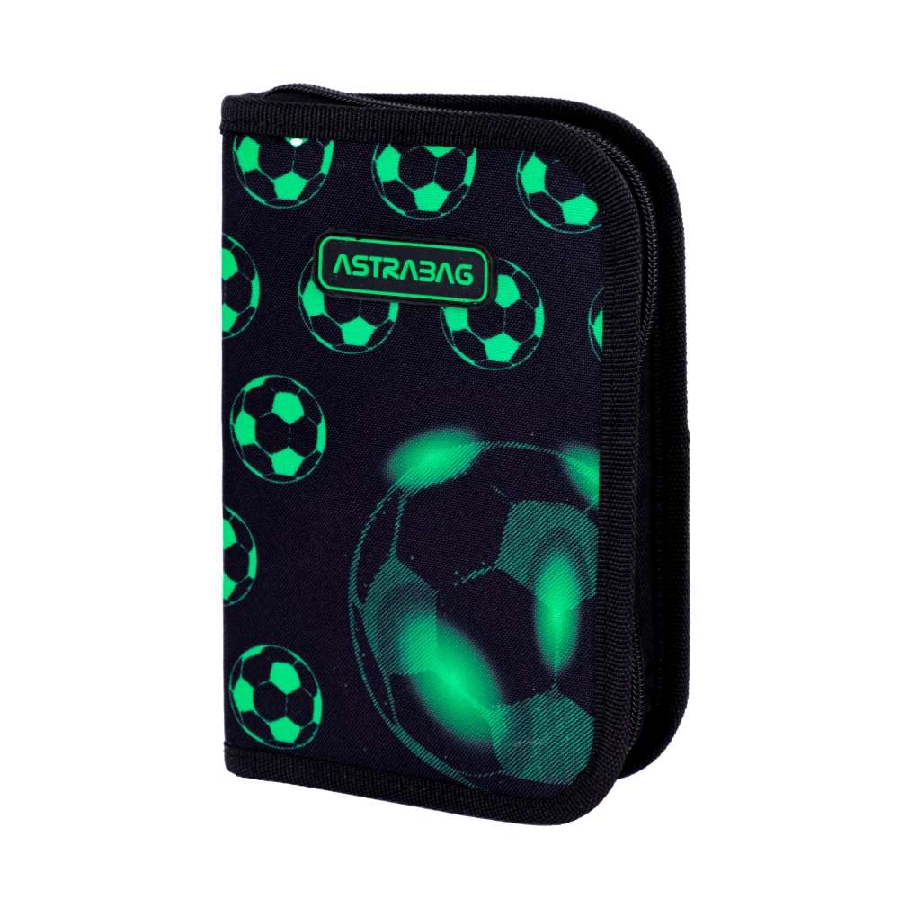Penar Neo Football cu accesorii, Astrabag, Verde/Negru, 20x14x3.5cm
