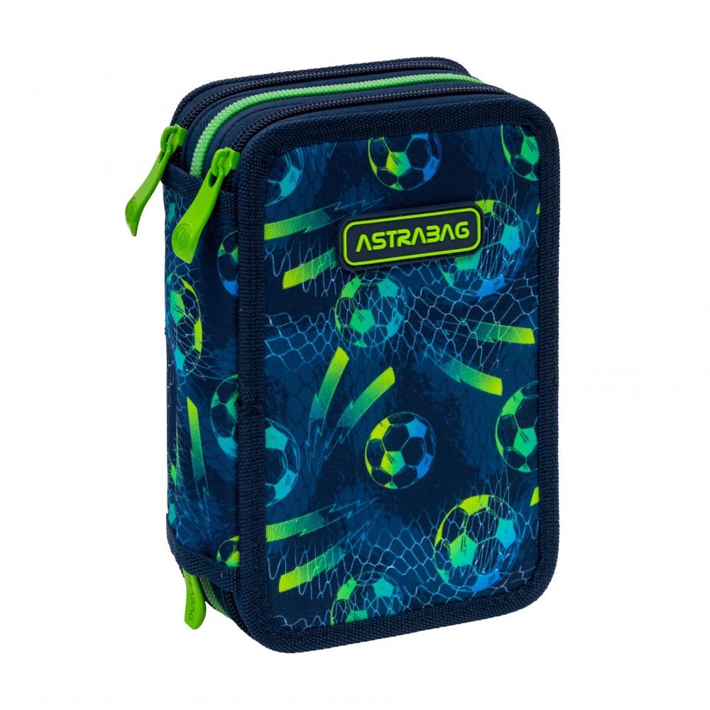Set Penar Cu Accesorii, Astra, Fotbal Sport, 20.5 x 13 x 6 cm, Multicolor, 3 Compartimente Independente Cu Fermoar, Material Textil Poliester Calitativ, Rezistent La Umiditate Si Uzura, Conform Standardelor Ce