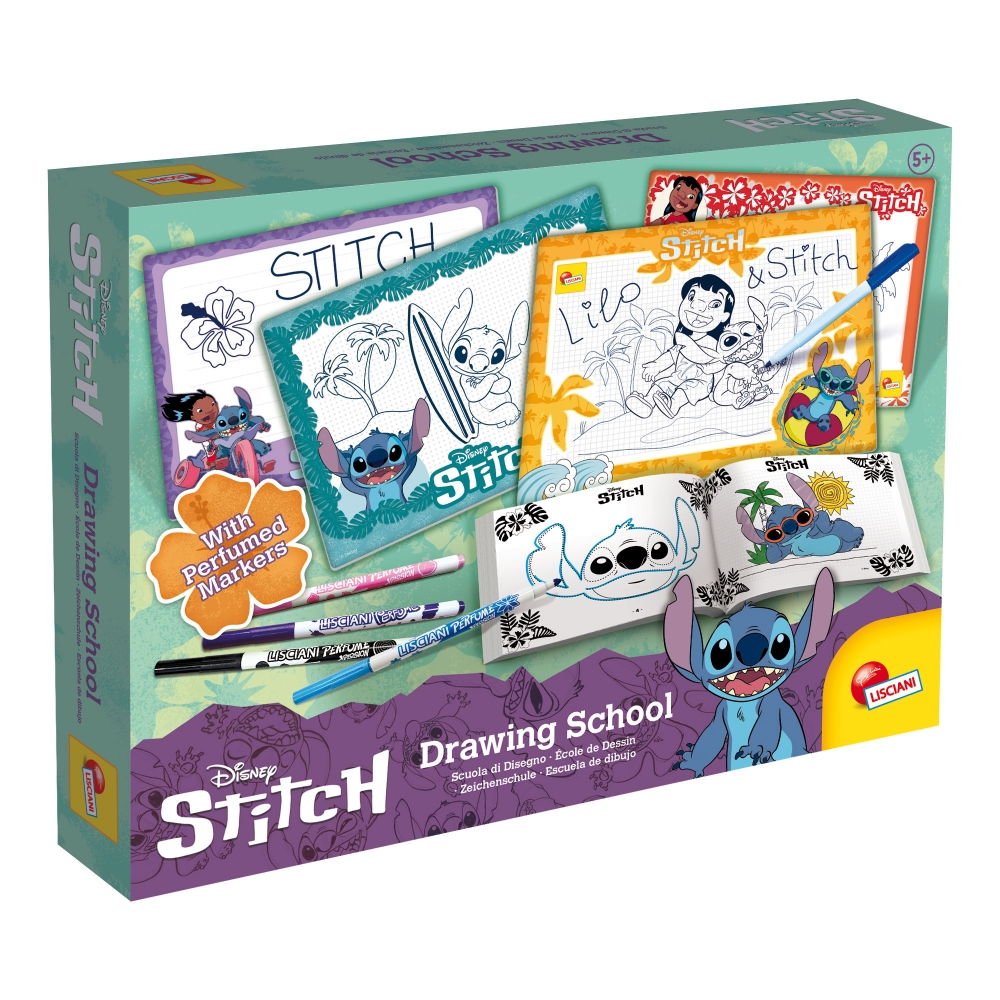 Set creativ, Lisciani, Scoala de desen cu pixuri parfumate, Stitch