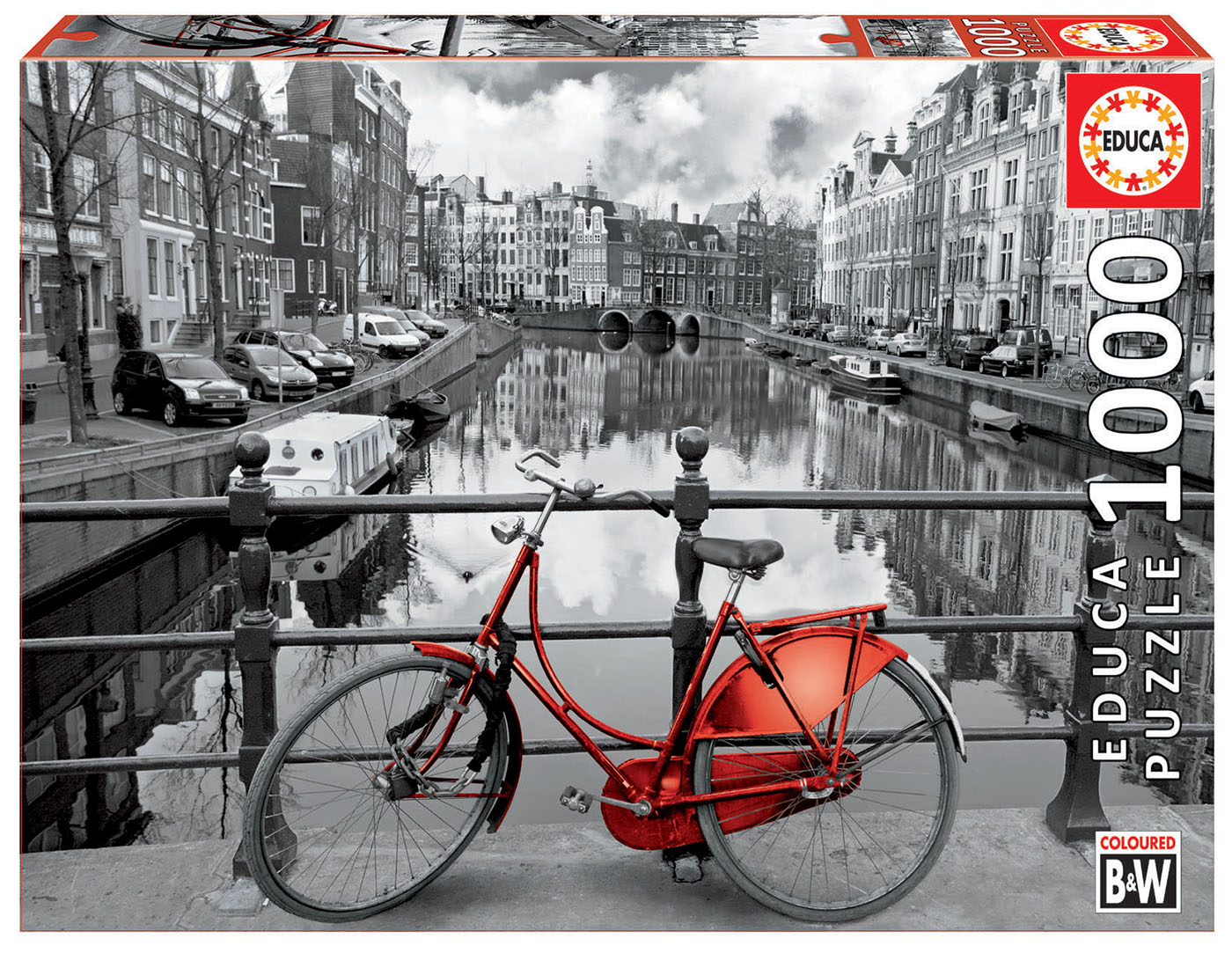 Puzzle, Educa, Amsterdam, Olanda, Alb-negru, 1000 de piese