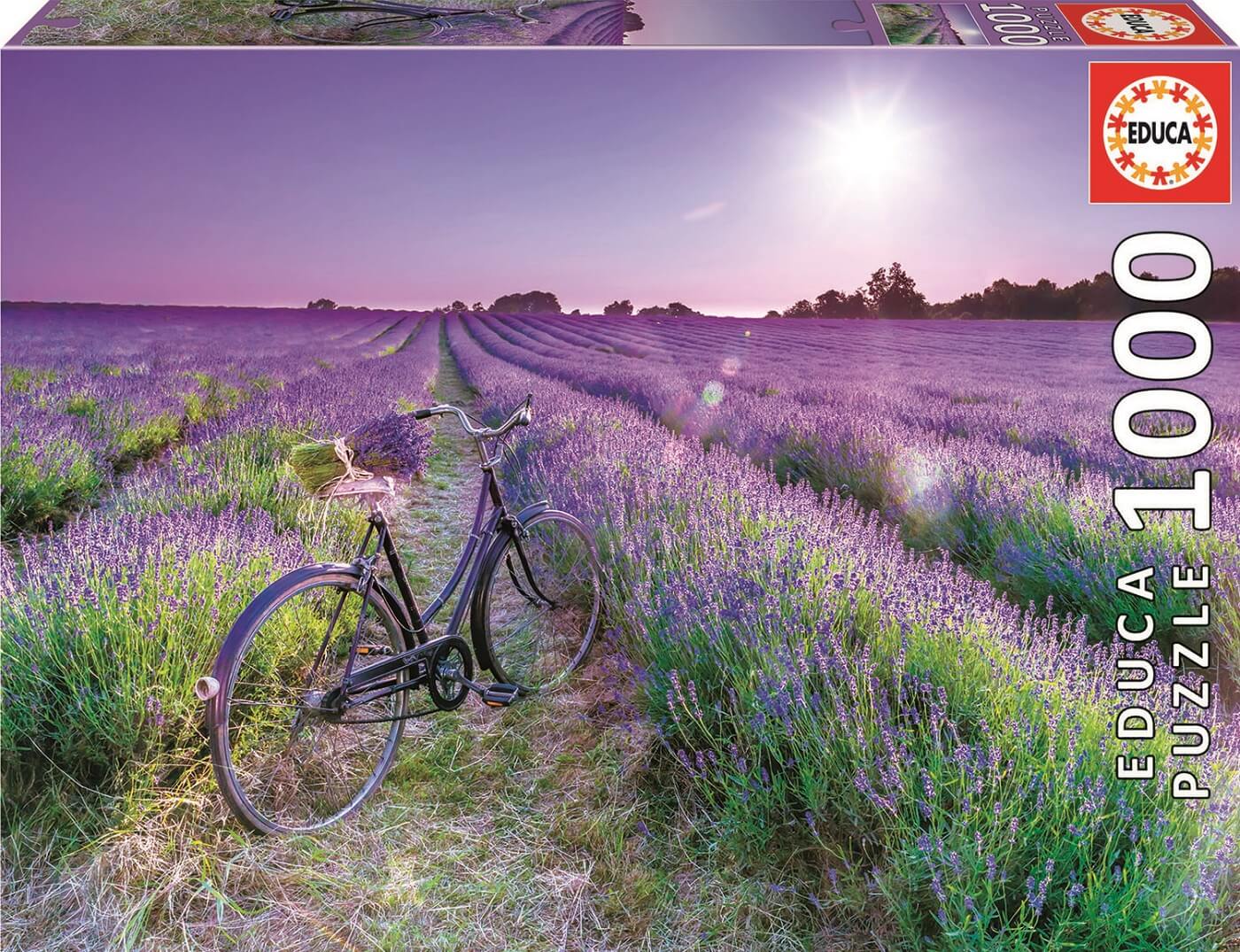 Puzzle, Educa, Bicicletă într-un câmp de lavandă, 1000 de piese