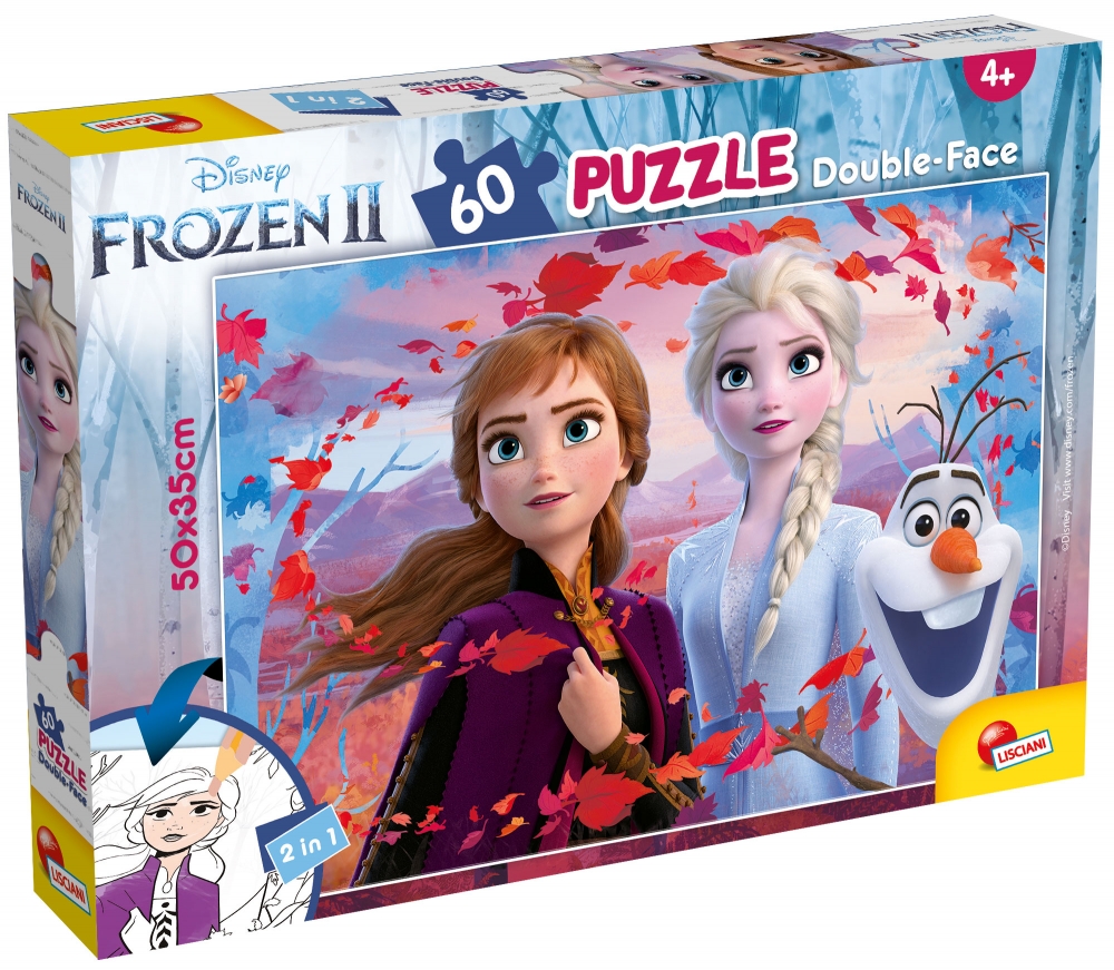 Puzzle, Lisciani, Frozen 2, Puzzle cu două fețe 60 piese