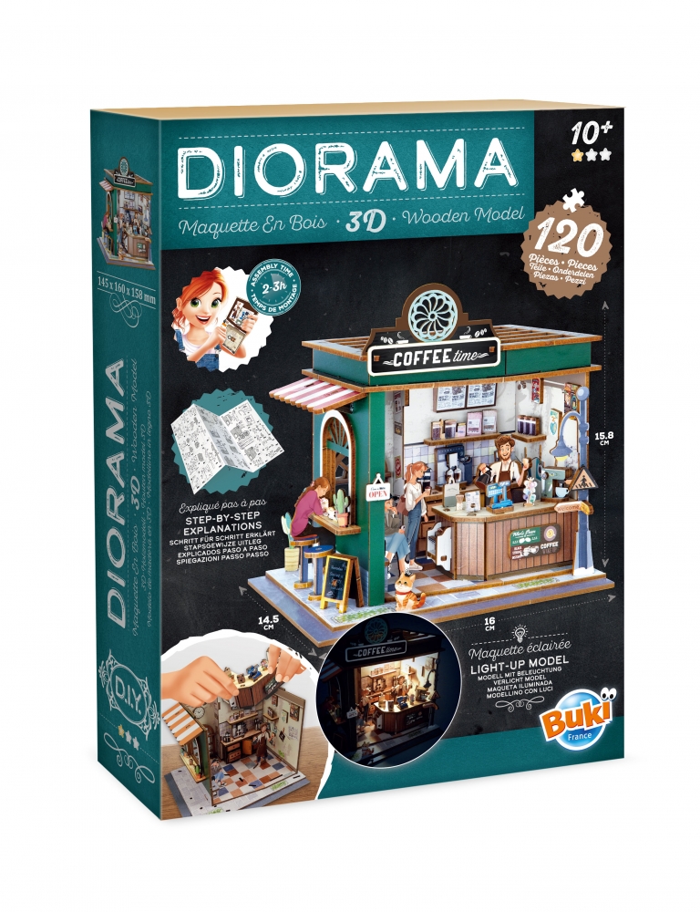 Dioramă din lemn, Buki Franța, Cafenea, 120 de piese