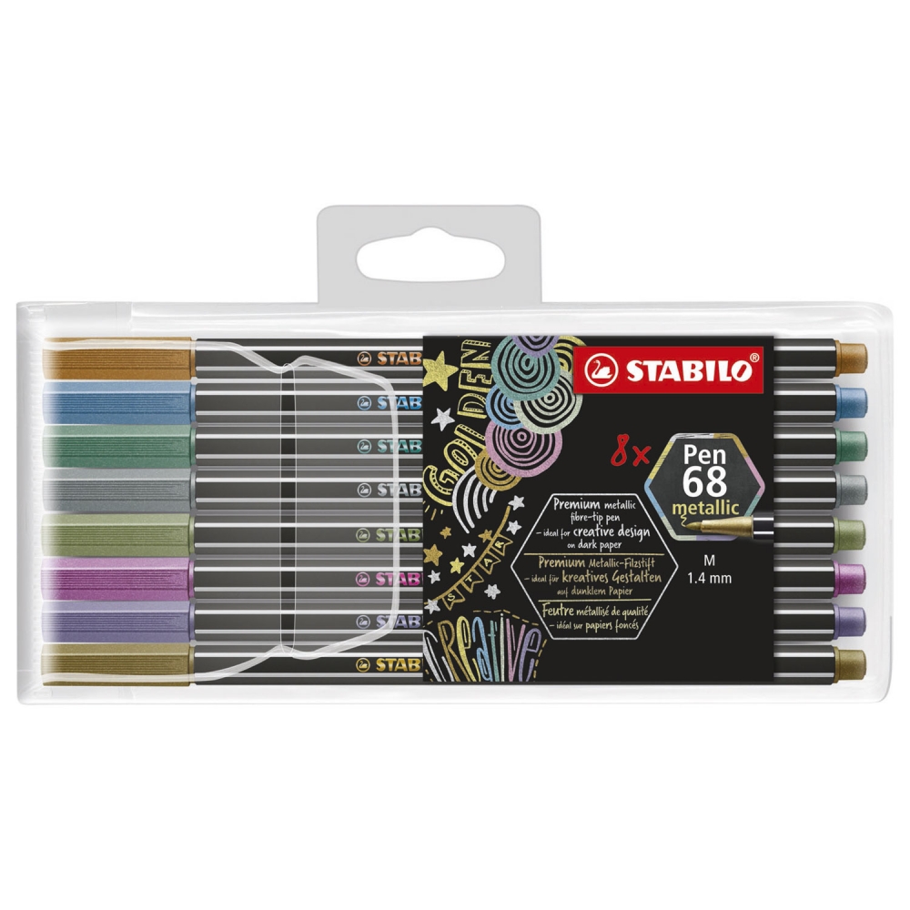 Set carioci, Stabilo, Pen 68 Metallic, 8 culori