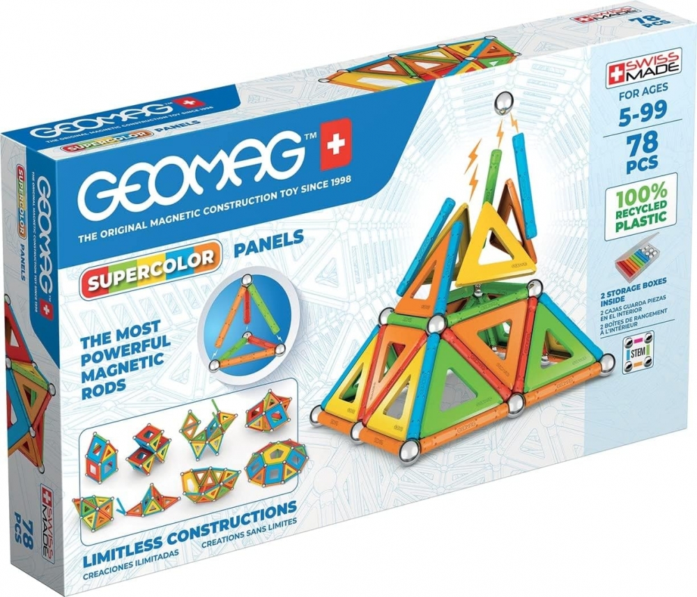 Set de Constructie Geomag Magnetic Supercolor Panels Recycled 78 piese