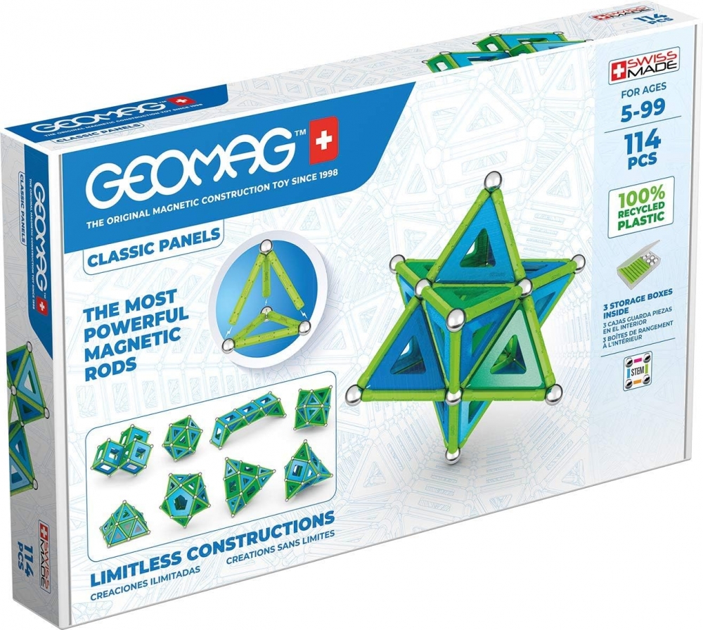 Blocuri magnetice, Geomag, 114 elemente, Multicolor
