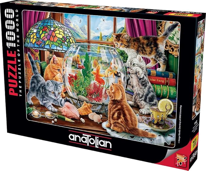 Puzzle, Anatolian, Pisici si acvariu, 1000 piese