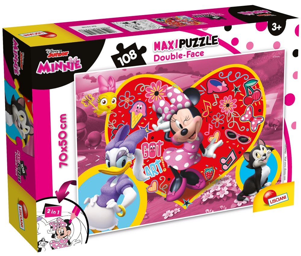 Puzzle, Lisciani, Minnie Mouse, Puzzle cu două fețe 108 piese