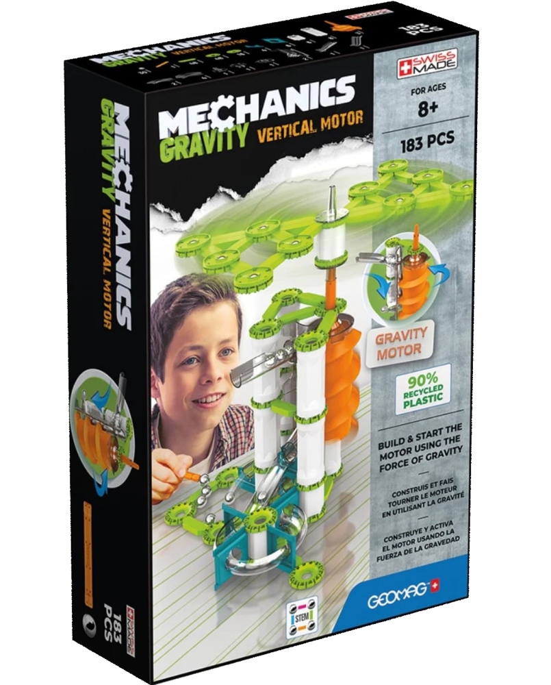 Constructor magnetic, Geomag, Mechanics 764, Gravity Vertical Motor, 183 piese