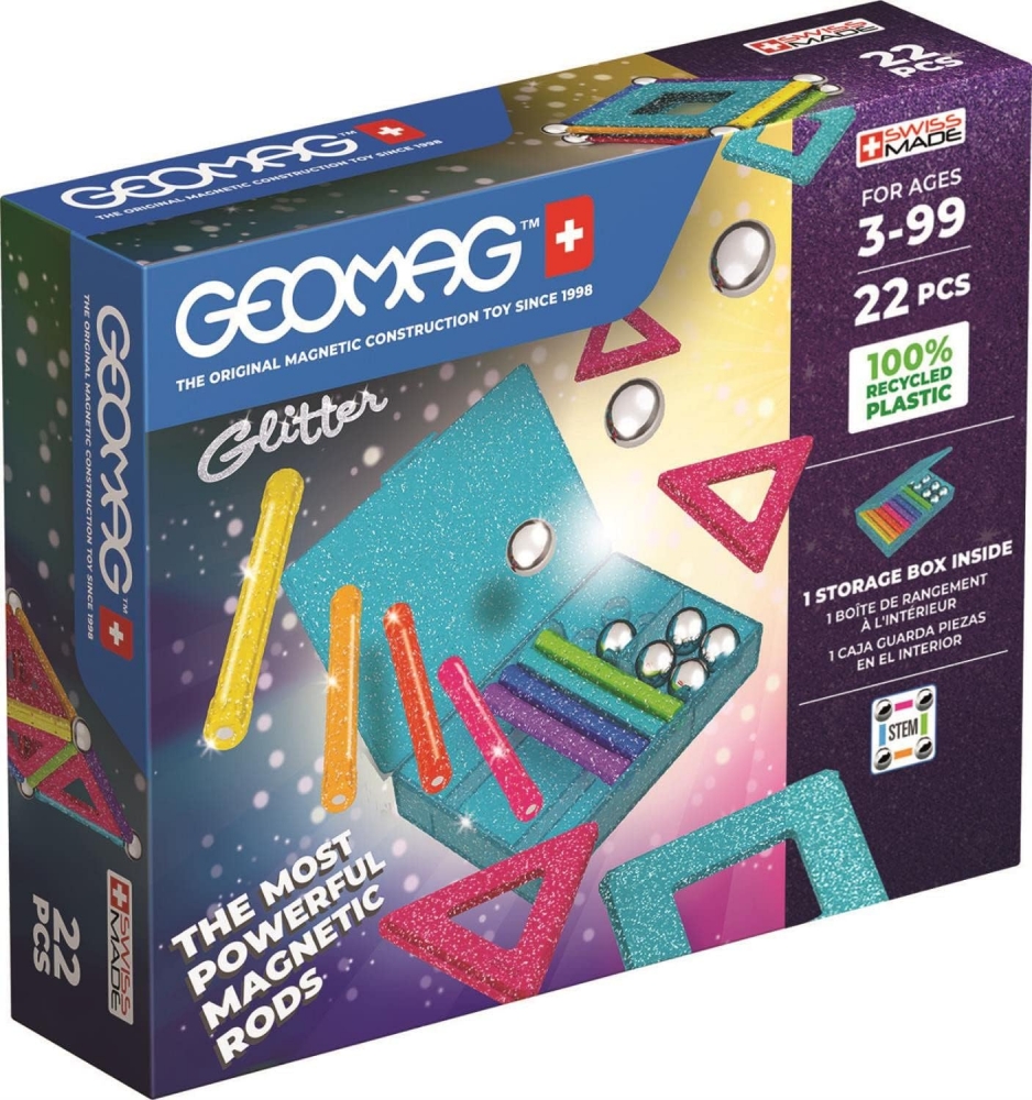 Constructor magnetic, Geomag, Glitter Panels 534, 22 piese