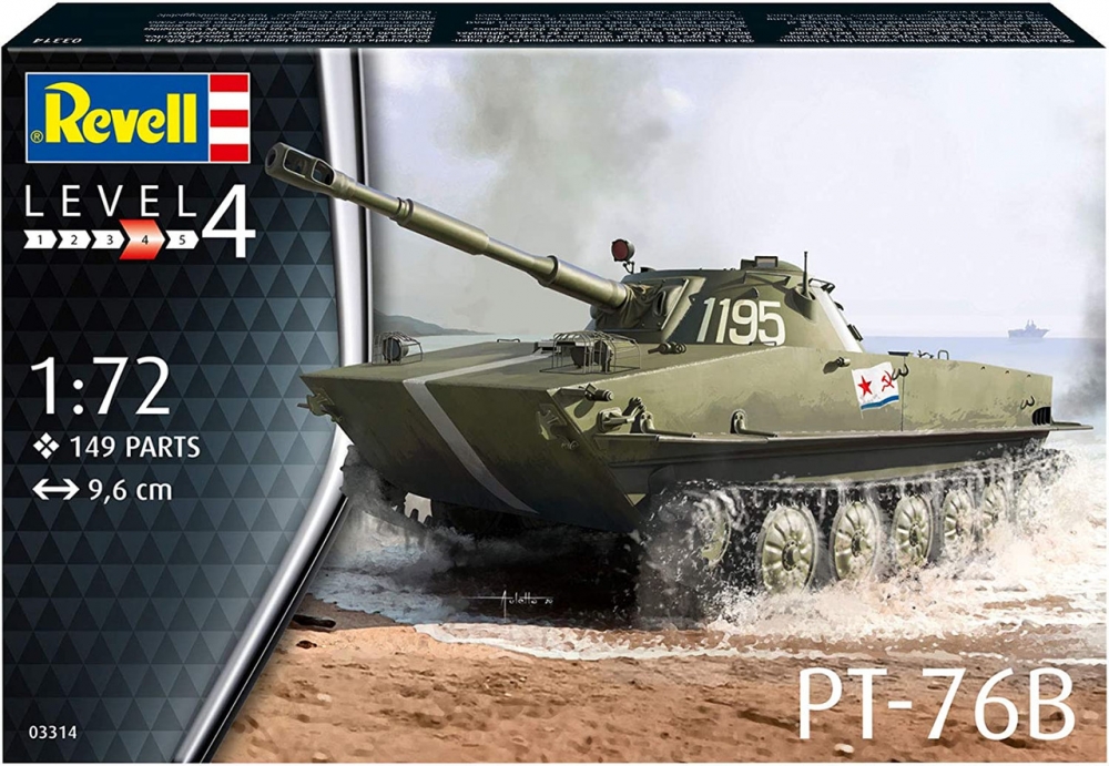 Model de asamblare, Revell, Tanc usor sovietic PT-76B, 149 piese
