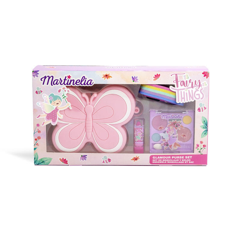 Set cosmetic cu geantă, Martinelia, Zâne, Fard de pleoape și ruj
