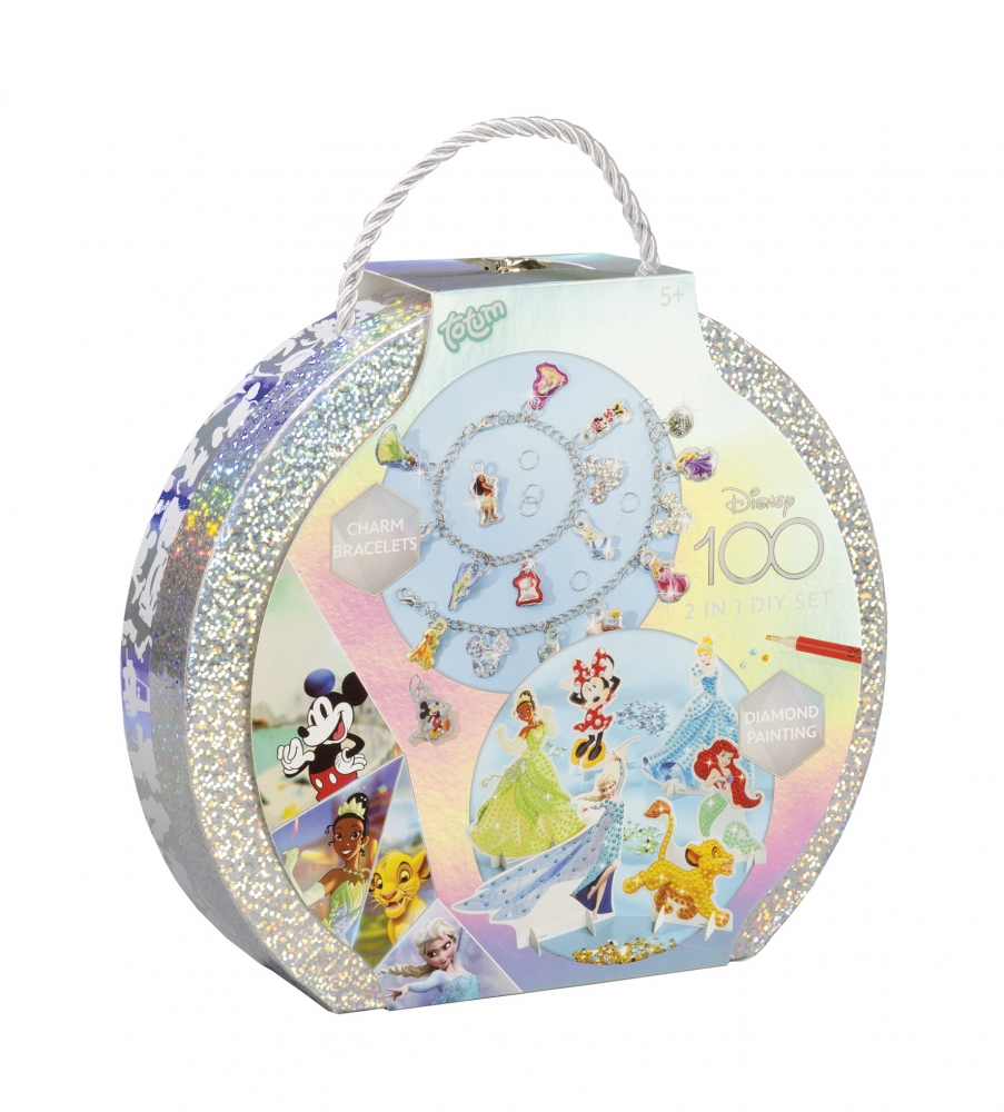 Set creativ, Totum, Disney 100, DIY bratari 2 in 1 si mozaic cu diamante