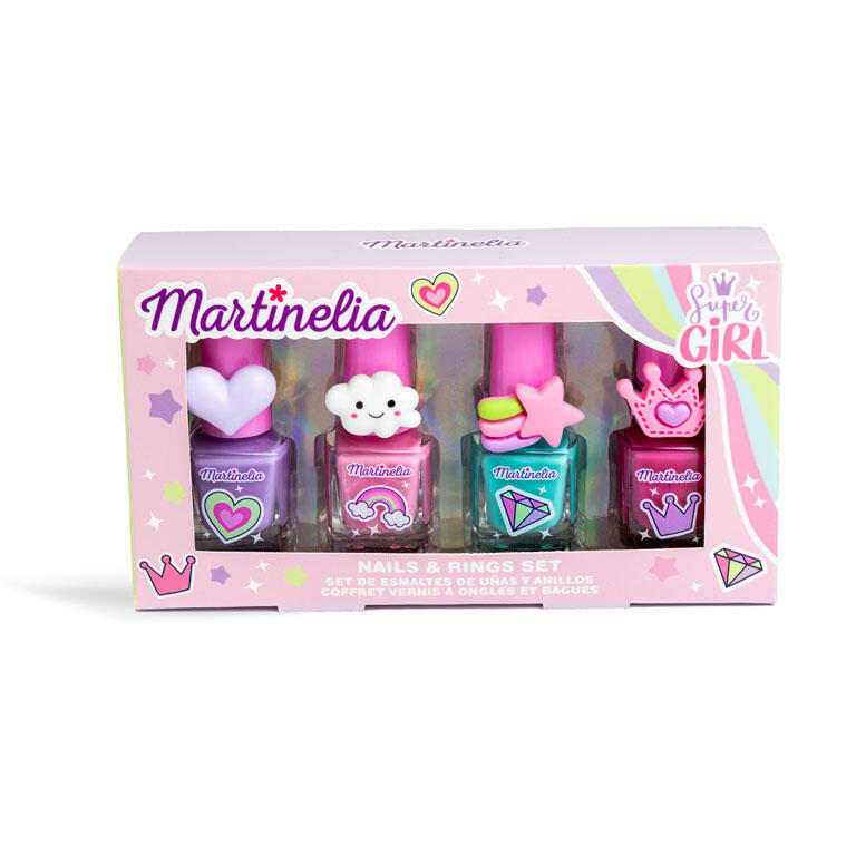 Set 4 lacuri de unghii si inele Supergirl 90198, Martinelia