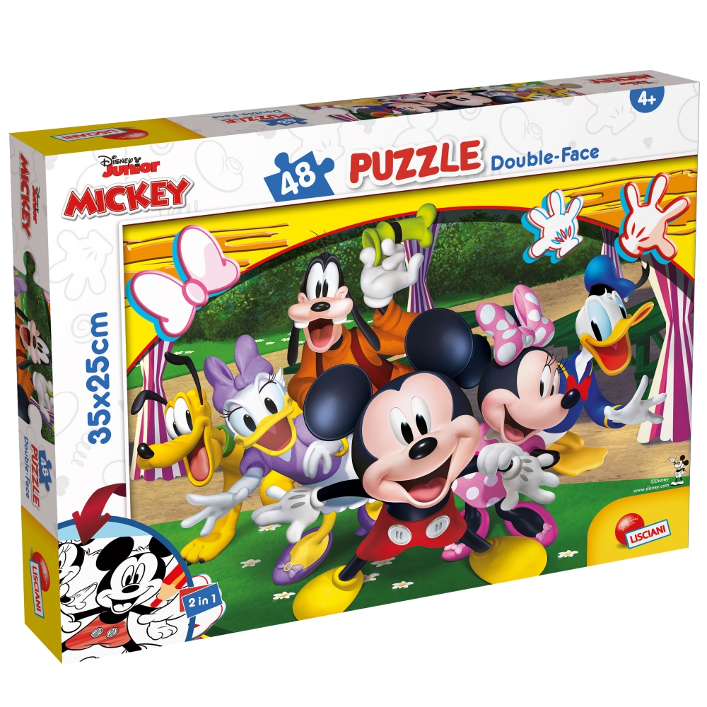 Puzzle, Lisciani, Mickey Mouse, Puzzle cu doua fete 48 piese