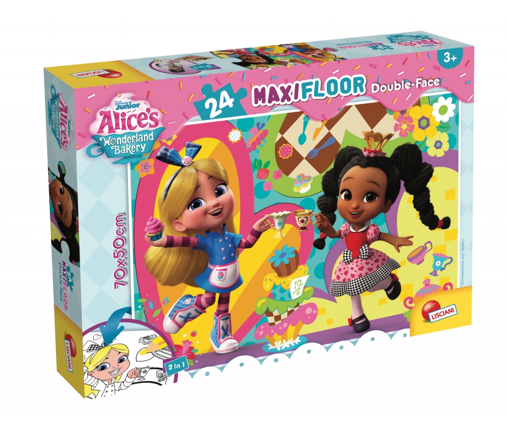 Puzzle, Lisciani, Alice în Țara Minunilor, Puzzle cu două fețe 24 de piese