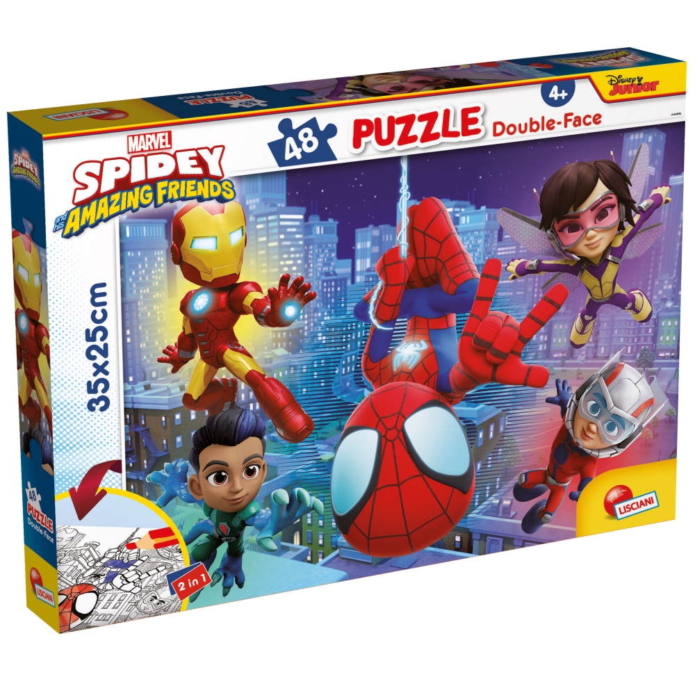 Puzzle de colorat Lisciani - Spidey and his amazing friends, 2 in 1, 48 piese