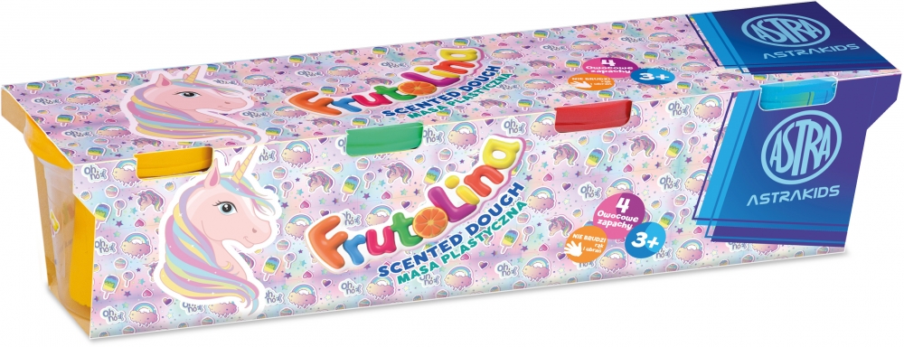 Set de modelaj, Astra, Frutolina, Unicorn, 4 culori x 100 g.
