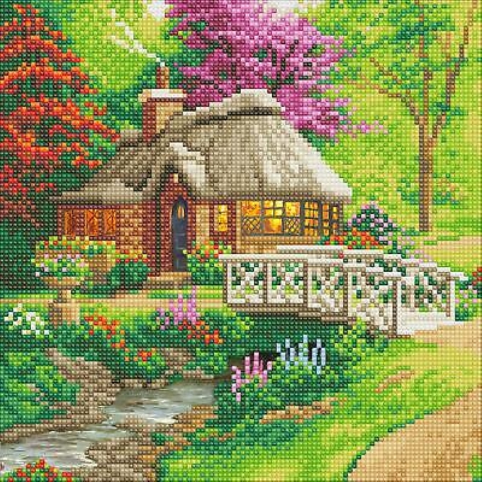 Set creativ tablou cu cristale, Crystal Art, Casuta Prieteniei, 30x30cm, Craft Buddy