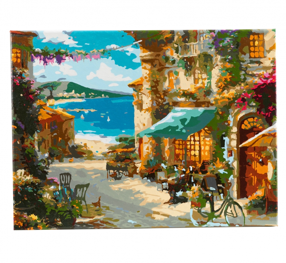 Set pictura pe numere, Craft Buddy, Cafenea italiana, 30 x 40 cm