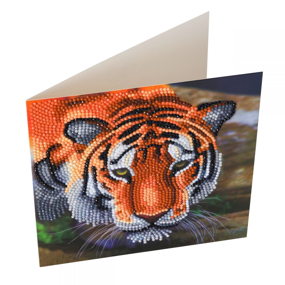 Set creativ tablou cu cristale, Craft Buddy, Tigru, 18 x 18 cm