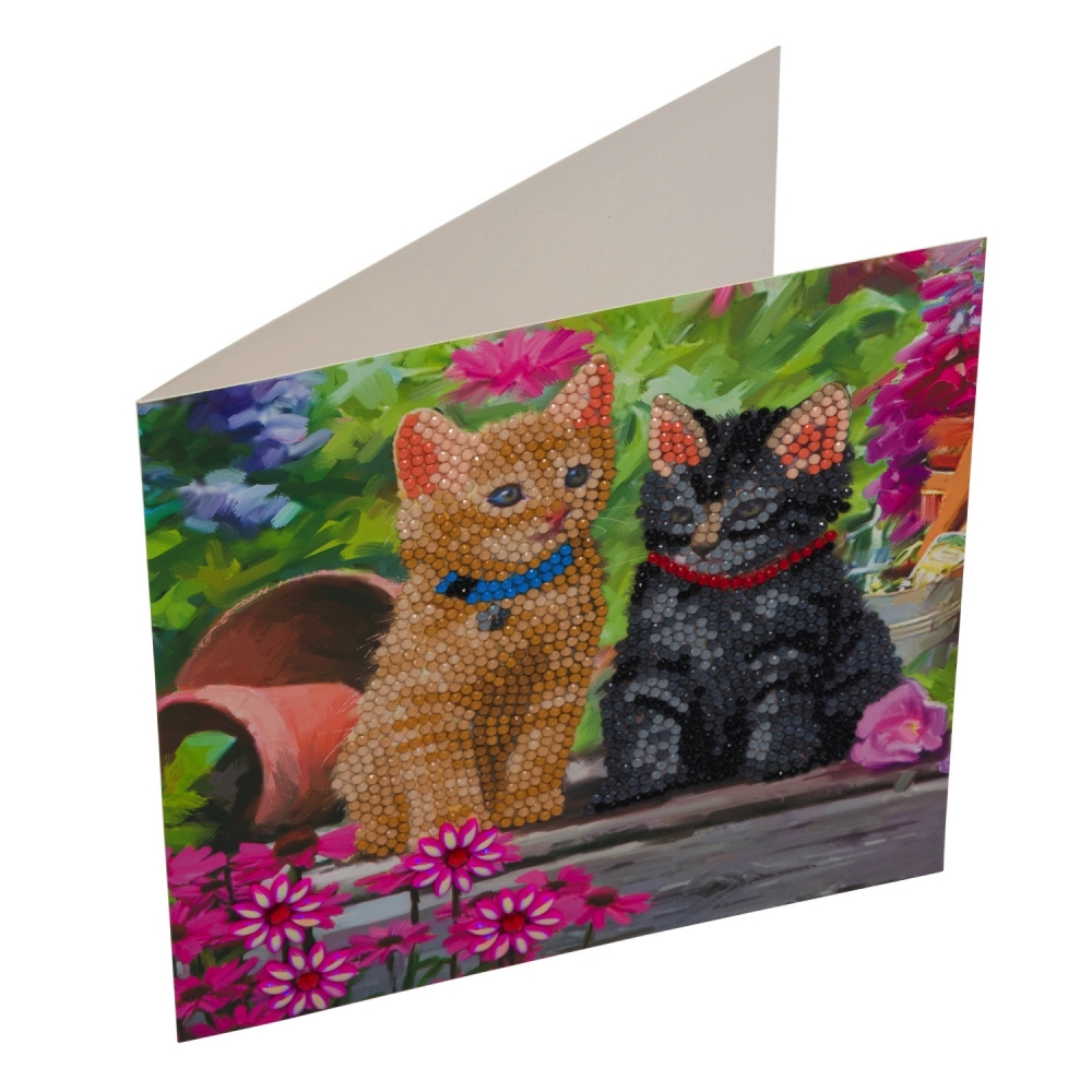 Set creativ tablou cu cristale Cat Friends, 18x18 cm, Craft Buddy