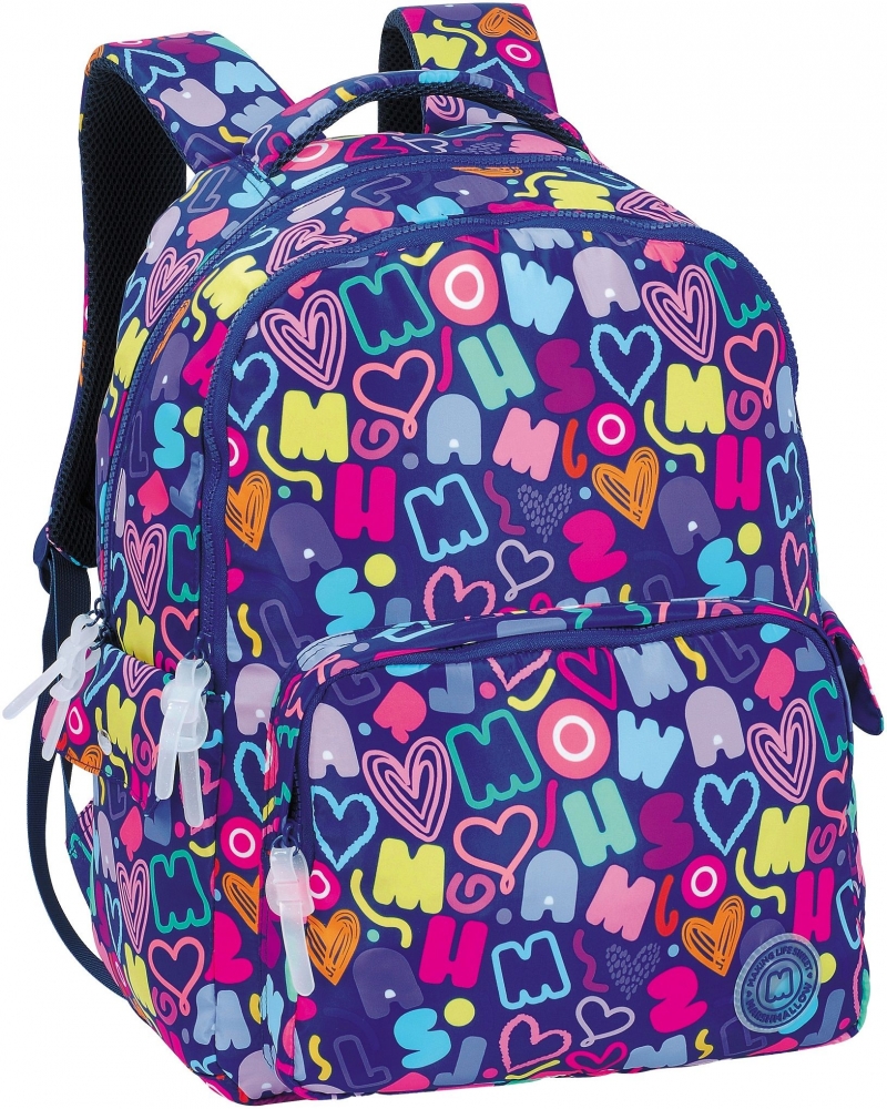 Rucsac scoala, Marshmallow, Funny, 43 x 31 x 16 cm, Albastru inchis