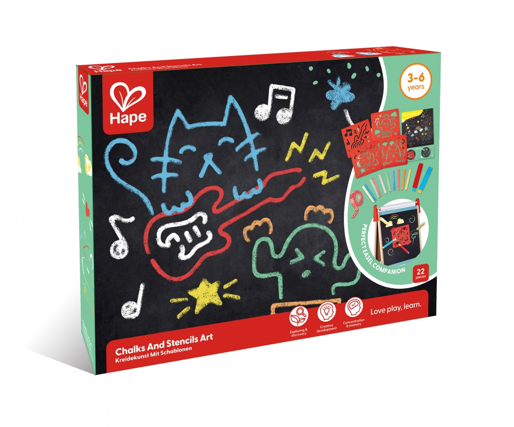 Set Creativ, Desen cu creta si sabloane, 21 piese