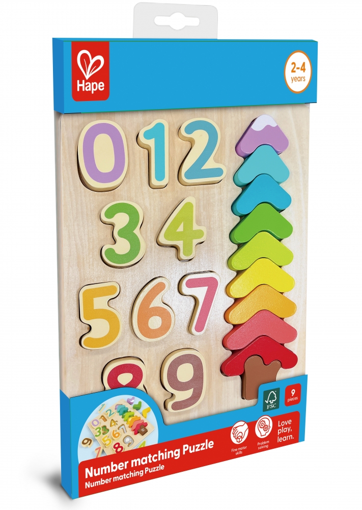 Puzzle din lemn, Hape, culori si forme, 9 piese
