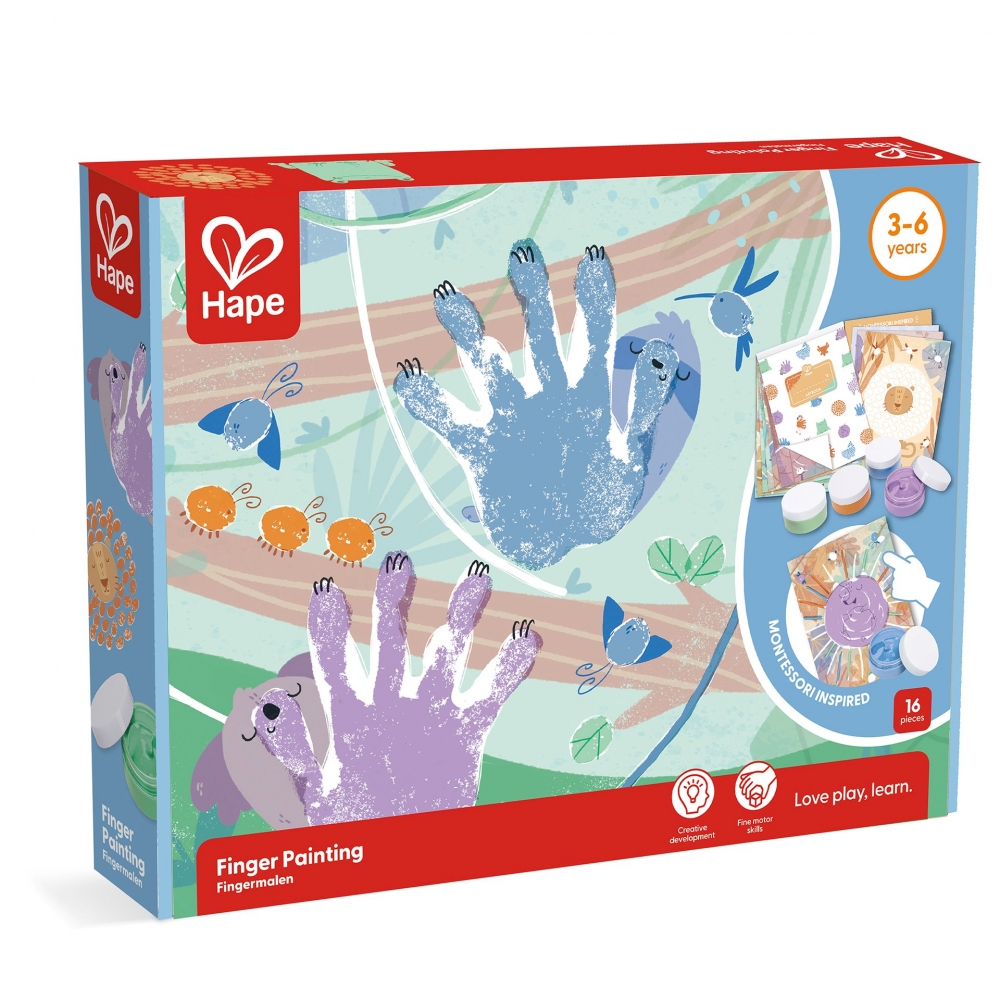 Set creativ, Hape, Pictura cu degetele, 16 piese