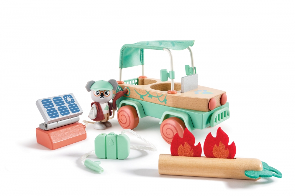 Set din lemn, Hape, Sunny off-road adventures, 11 piese