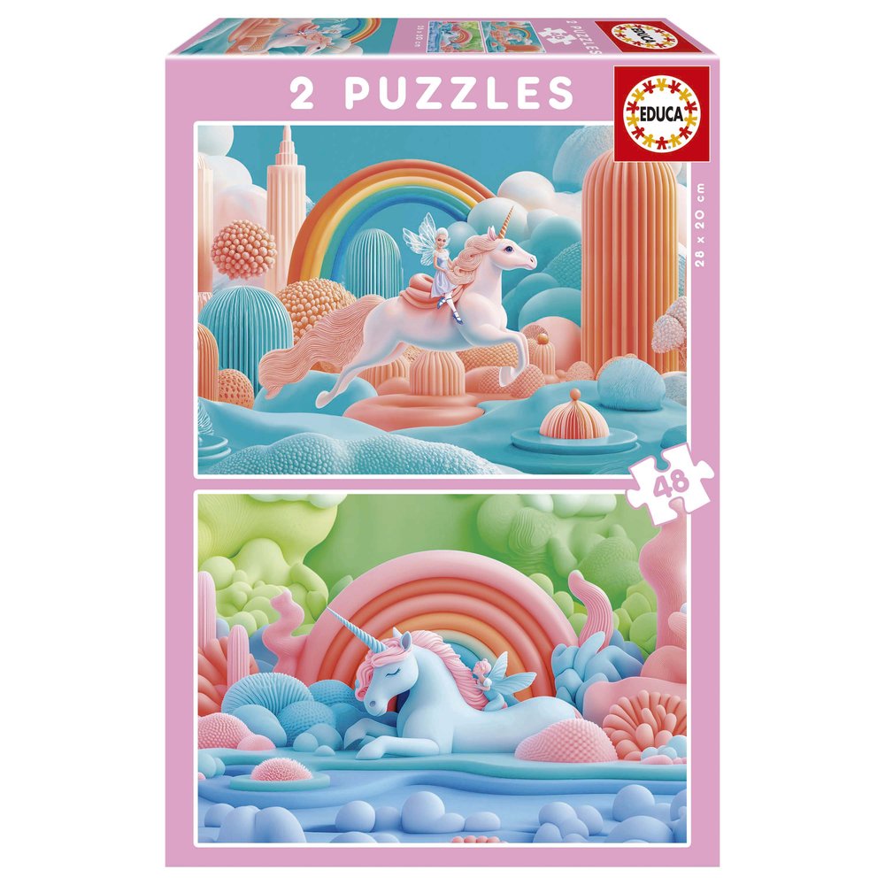 Puzzle, Educa, Unicorni Magici 2 în 1, 2 x 48 de piese