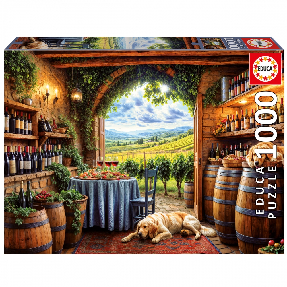 Puzzle, Educa, Câini și Vin, 1000 de piese