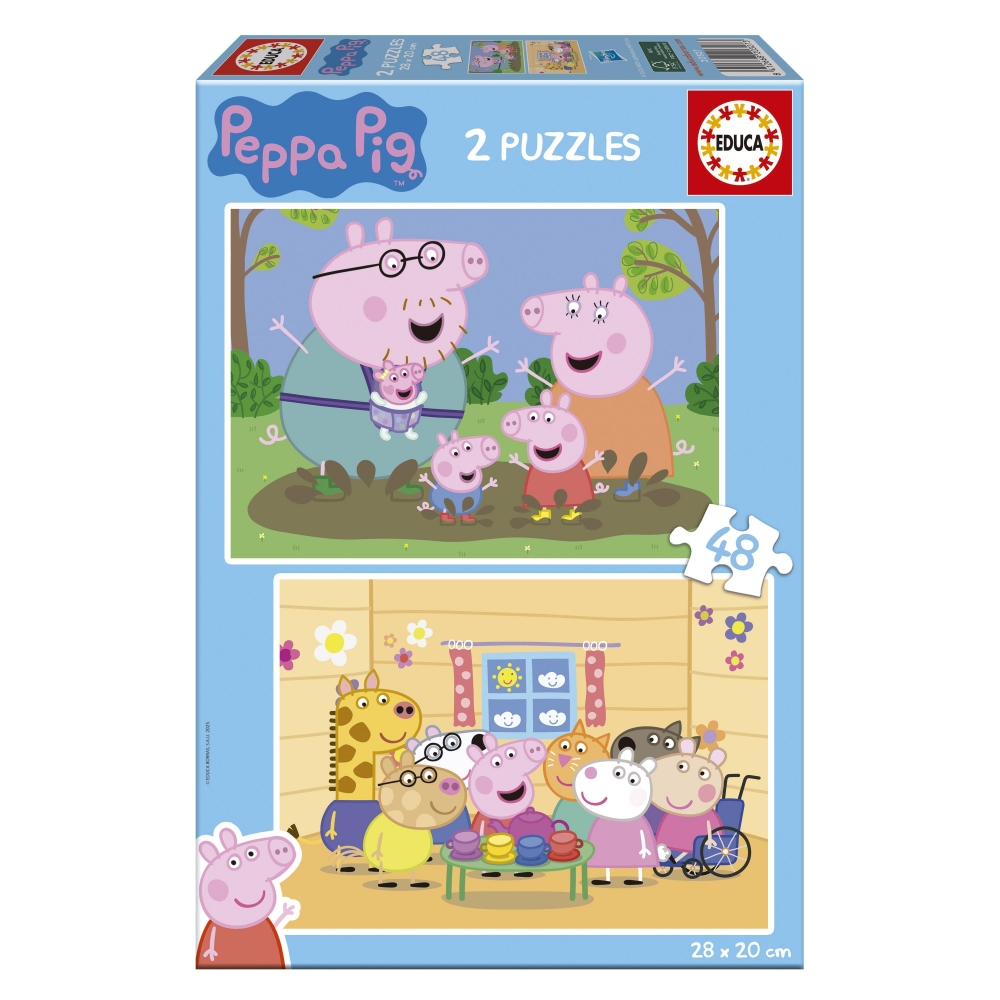 Puzzle, Educa, Peppa Pig 2 în 1, 2 x 48 de piese