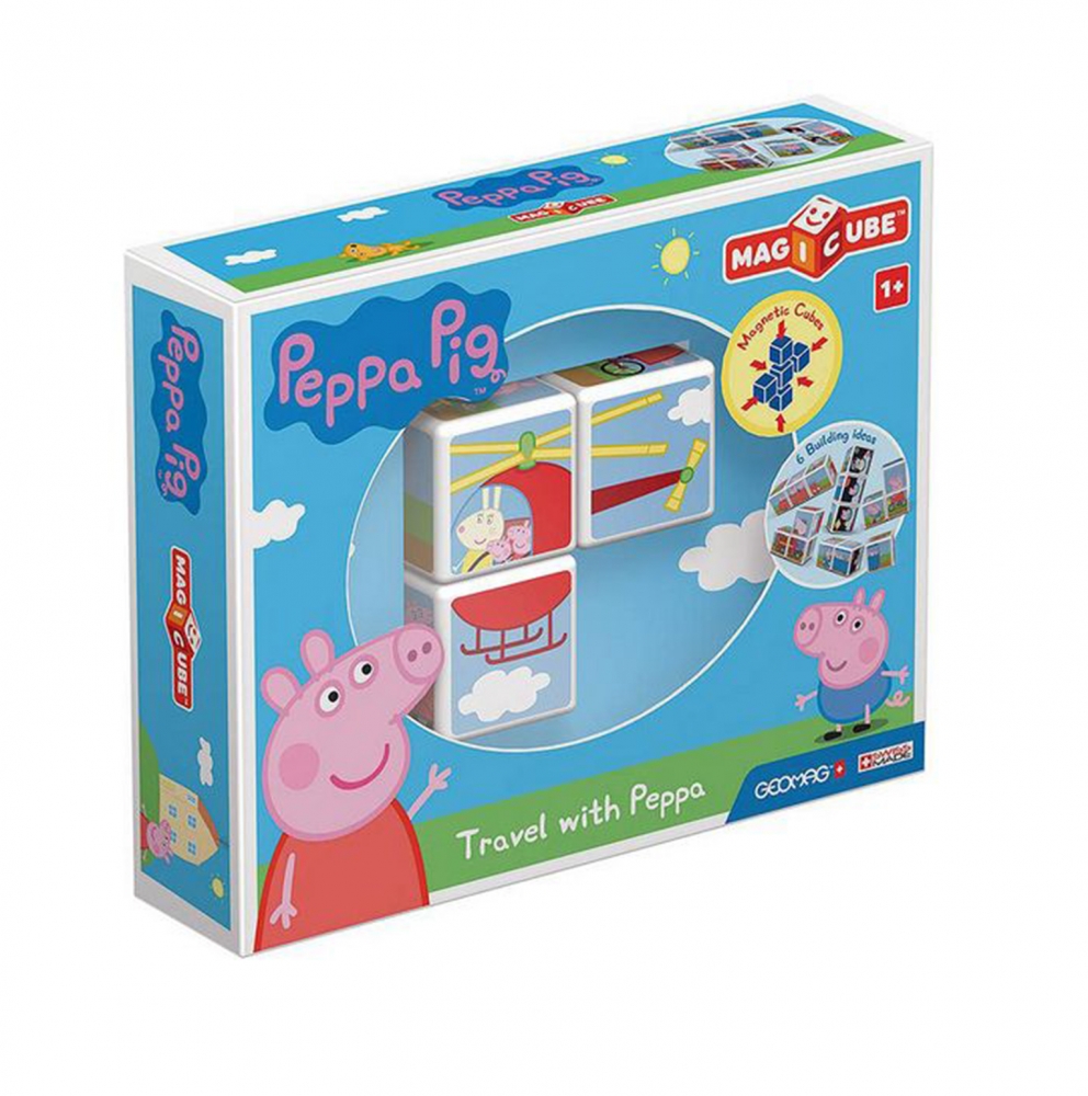 Joc De Constructie Magnetic, Geomag, Peppa Pig - Travel With Peppa Magicube, 3 Piese