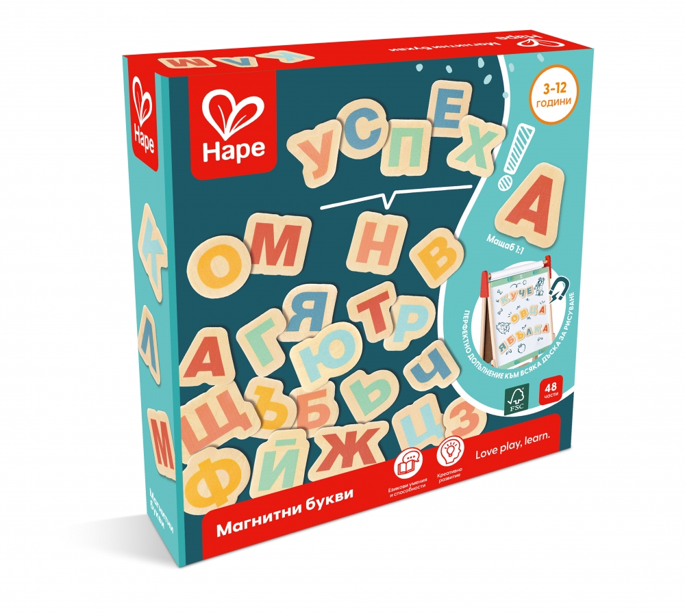 Set educațional, Hape, litere magnetice în bulgară, 48 de piese