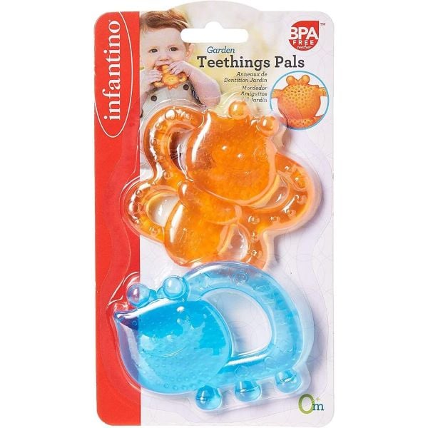 Jucarie refrigeranta pentru dentitie - Gradina, 2 piese, albastru si portocaliu