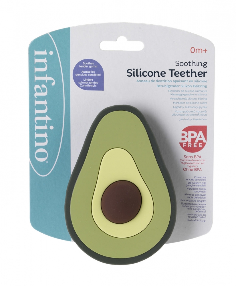 Jucărie de dentiție din silicon pentru bebeluși, Infantino, Avocado
