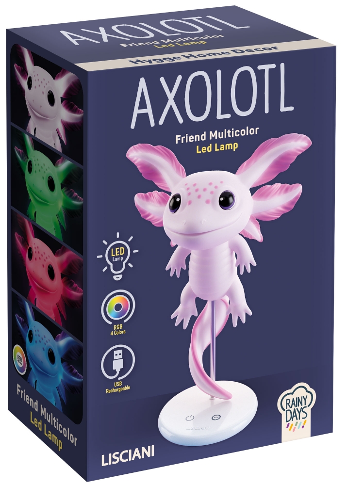 Lampa LED de noapte, Lisciani, Zile ploioase, Prietenul Axolotl