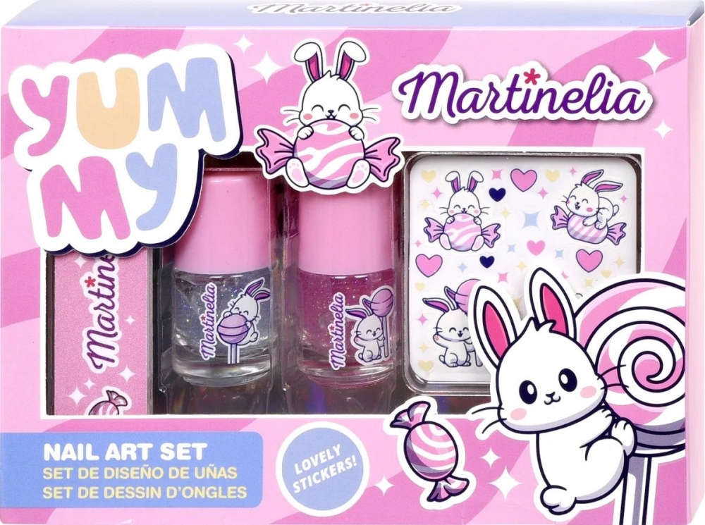 Set 2 lacuri de unghii, pila si stickere decorative Yummy, Martinelia
