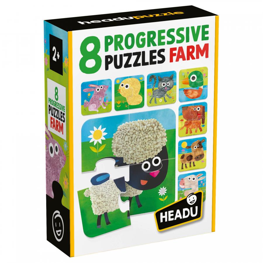 Puzzle progresiv, Headu, Ferma 8 in 1, 28 piese